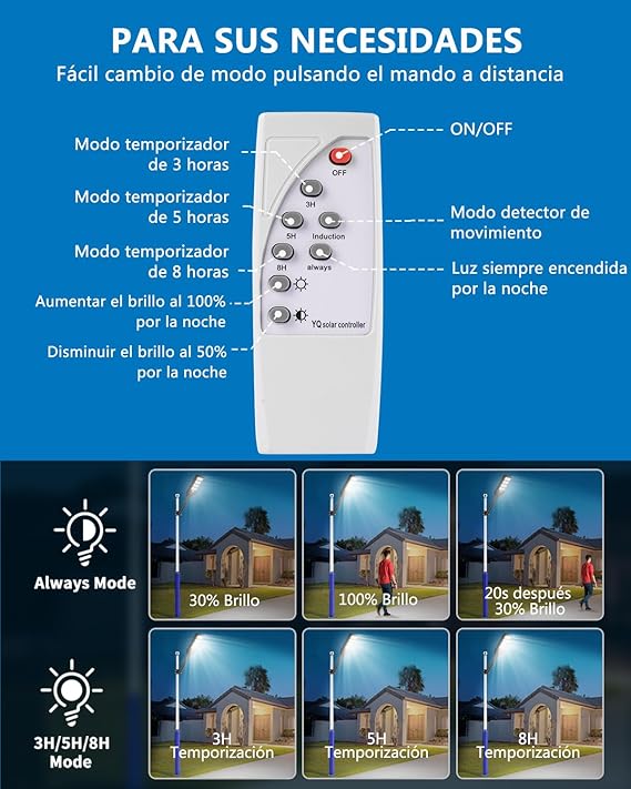 Farola Solar con Sensor y Mando - SolarMax™