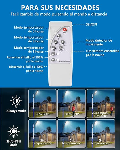 Farola Solar con Sensor y Mando - SolarMax™