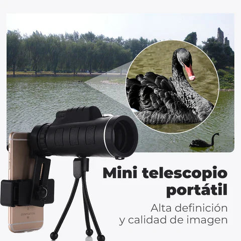 Telescopio con Modo Nocturno, Trípode y Soporte de Móvil - Falcon™